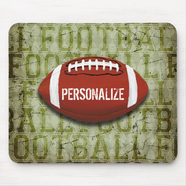 Personalised Green Grunge Football Mouse Pad (Front)