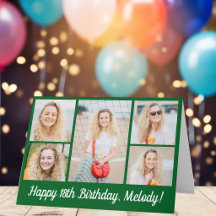 Personalised Green Happy Birthday Photo Collage