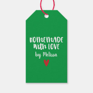 Personalised Green Homemade With Love Heart Gift Tags