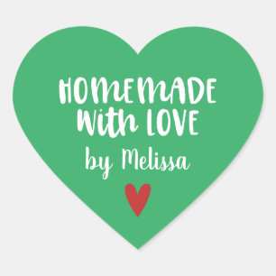 Personalised Green Homemade with Love Heart Sticker