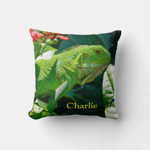 Personalised Green Iguana Lizard Cushion