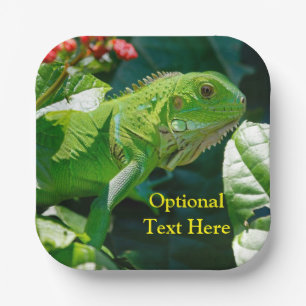 Personalised Green Iguana Lizard Paper Plate