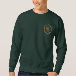 Personalised Green Initial Monogram Emblem Men's   Embroidered Sweatshirt<br><div class="desc">Chic Elegant Embroidered Initial Letter Monogram Men's sweatshirt.</div>