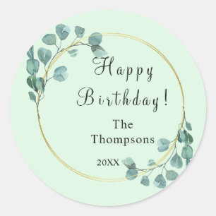 Personalised Green Ivy Florals Classic Round Sticker