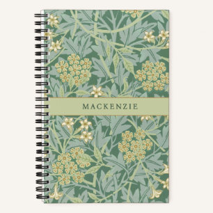 Personalised Green Jasmine Floral Pattern Notebook