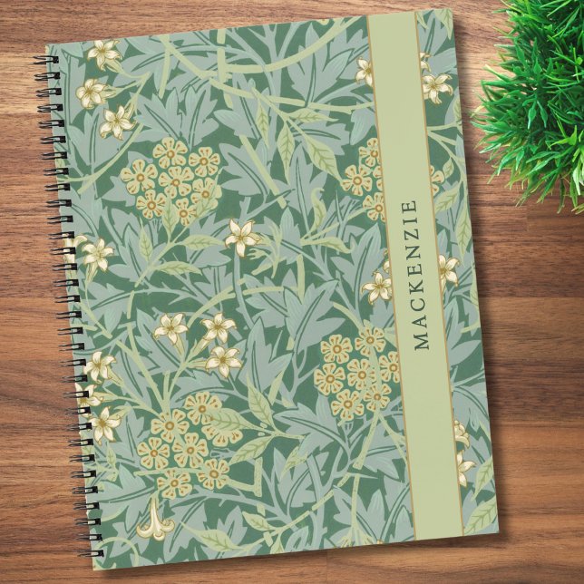Personalised Green Jasmine Floral Pattern Notebook (Creator Uploaded)
