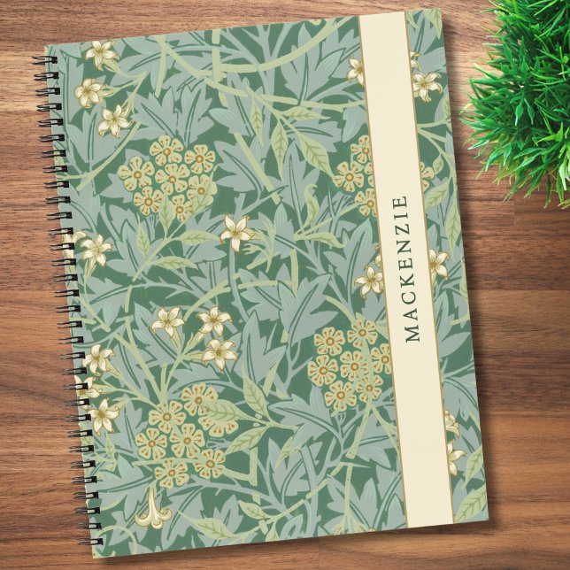 Personalised Green Jasmine Floral Pattern Notebook (Creator Uploaded)