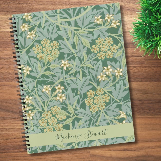 Personalised Green Jasmine Floral Pattern Notebook (Creator Uploaded)