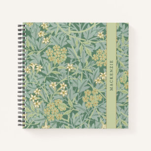 Personalised Green Jasmine Floral Pattern Notebook
