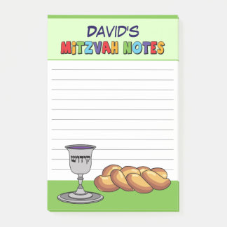 Personalised Green Kiddish Mitzvah Post-it Notes