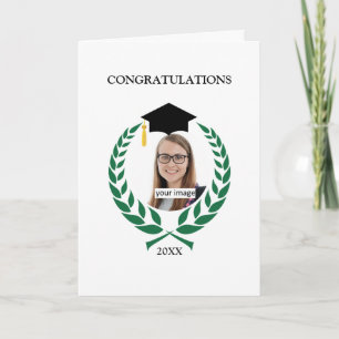 Personalised Green Laurel Graduation Card