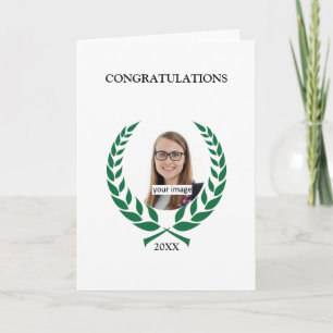 Personalised Green Laurel Graduation Card