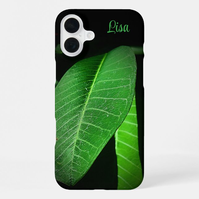 Personalised Green Leaf Apple iPhone Case (Back)