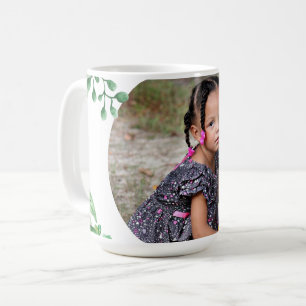 Personalised Green Leaf Florals 1-image Coffee Mug