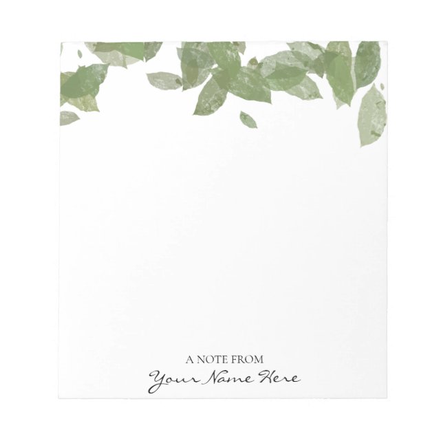 Personalised Green Leaf Notepad (Front)