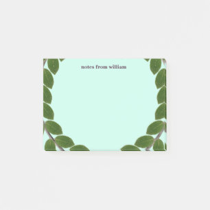 Personalised Green Leafy Post-it Notes
