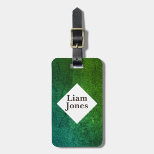 Personalised Green Leather Print luggage tag