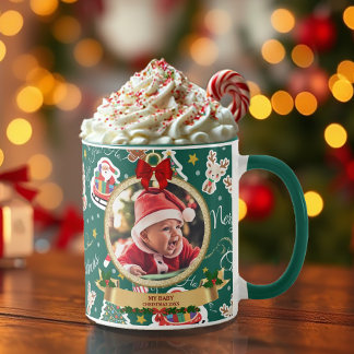 Personalised Green Merry Christmas HO!HO!HO! Mug