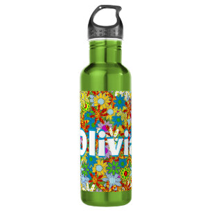 Personalised Green Modern Floral Pattern 710 Ml Water Bottle