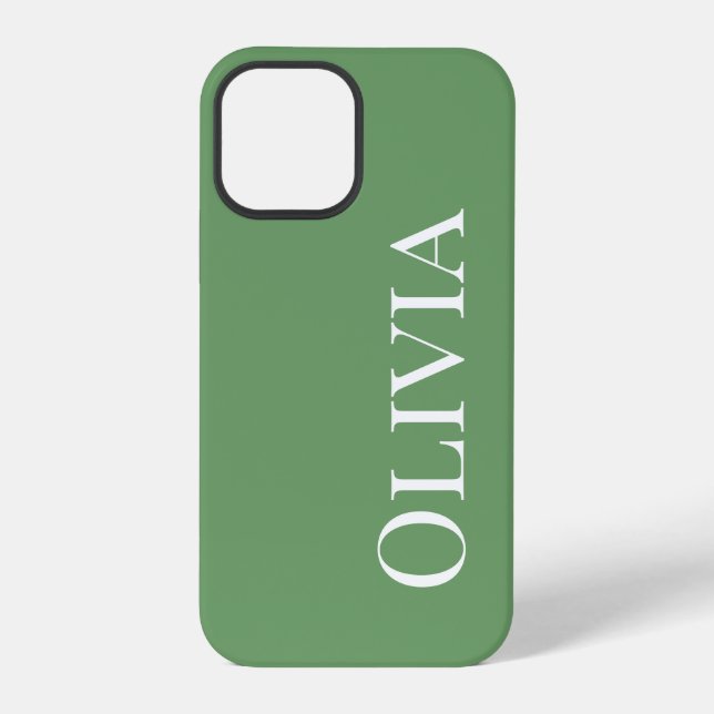 Personalised Green Modern Simple Typography iPhone Case (Back)