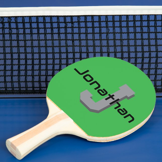 Personalised Green Monogram Initial Design  Ping Pong Paddle (Insitu)