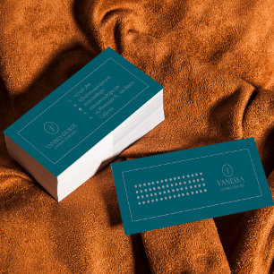 Personalised Green Monogram Modern Mini Business Card