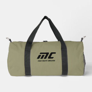 Personalised Green Monogram Name Minimalist Men's Duffle Bag
