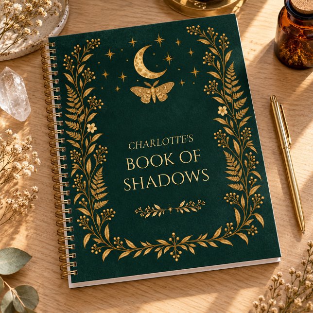 Personalised Green Moon Moth Book of Shadows (Personalized Green Moon Moth Book of Shadows)