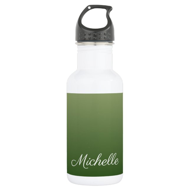 Personalised green ombre 532 ml water bottle (Front)