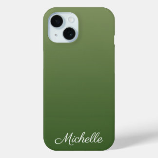 Personalised green ombre iPhone 15 case
