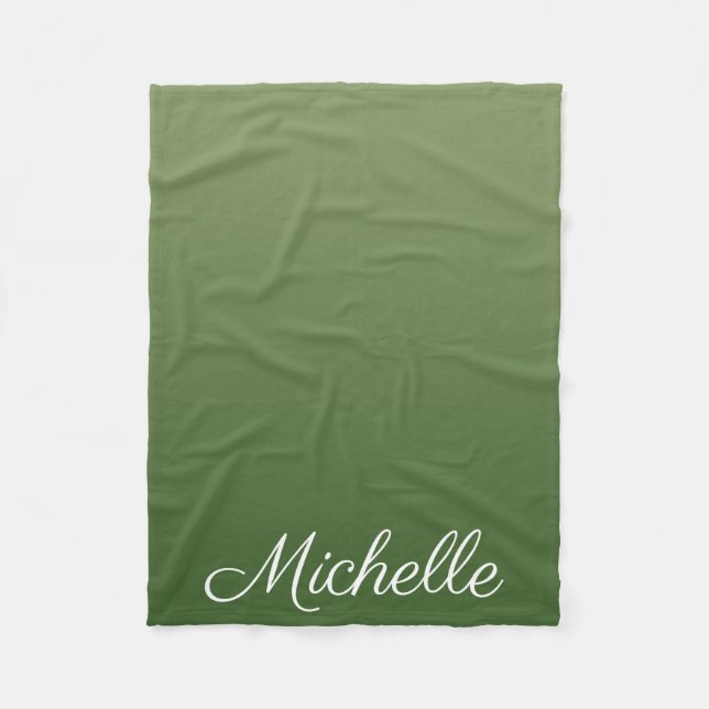 Personalised green ombre fleece blanket (Front)