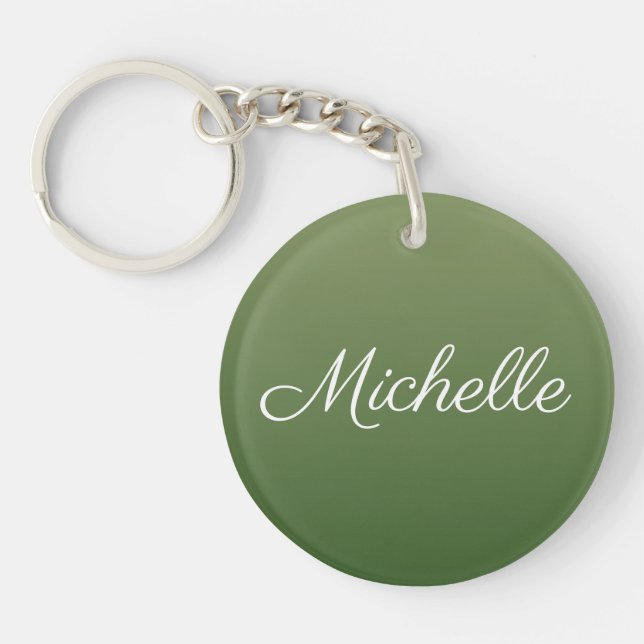 Personalised green ombre key ring (Front)