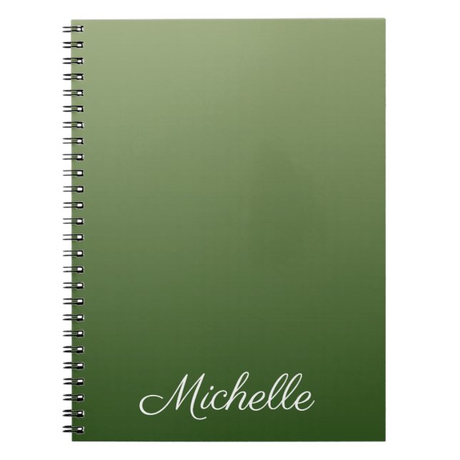 Personalised green ombre notebook (Front)