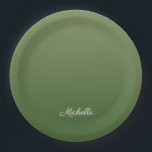 Personalised green ombre paper plate<br><div class="desc">Personalised green ombre</div>