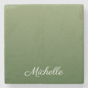 Personalised green ombre stone coaster