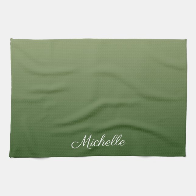 Personalised green ombre tea towel (Horizontal)