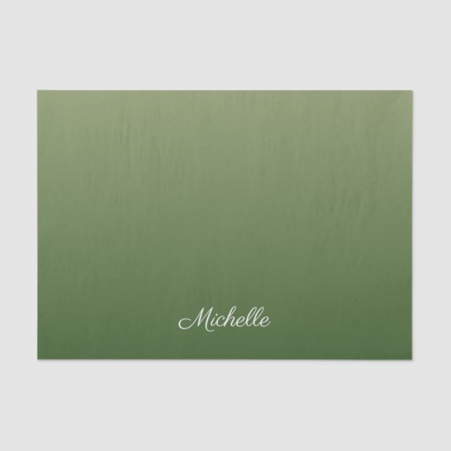 Personalised green ombre tissue paper (Front)