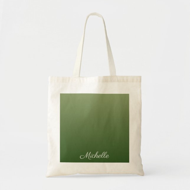 Personalised green ombre tote bag (Front)