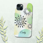 Personalised Green Pattern iPhone 13 Case<br><div class="desc">Make your phone unique with this pretty case decorated with an abstract floral pattern in shades of green.
You can customise it by changing the name or making it a monogram.
Original Drawing © Michele Davies.</div>