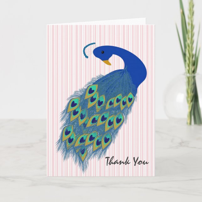 Personalised Green Peacock Design Greeting Card (Front)