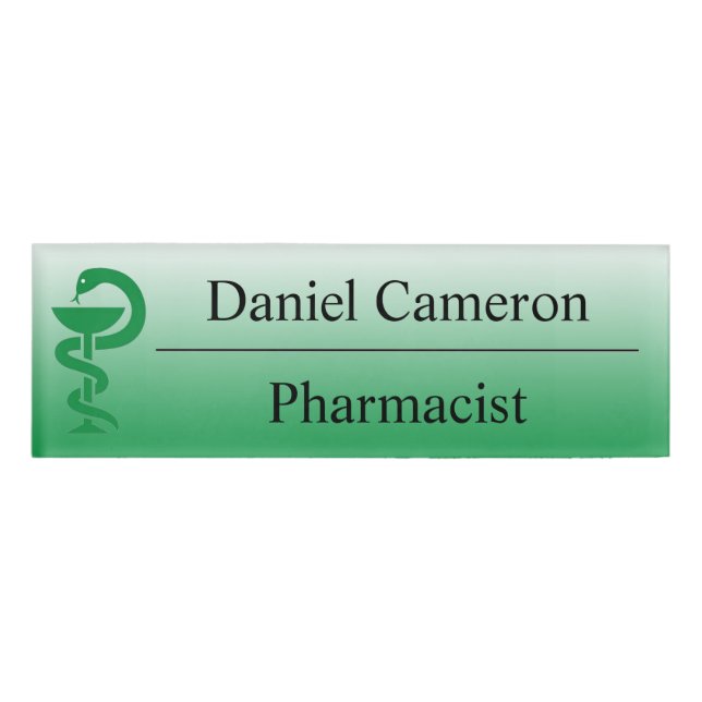 Personalised Green Pharmacist Name Tag (Front)