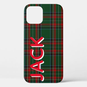 Personalised Green Plaid iPhone 12 Case