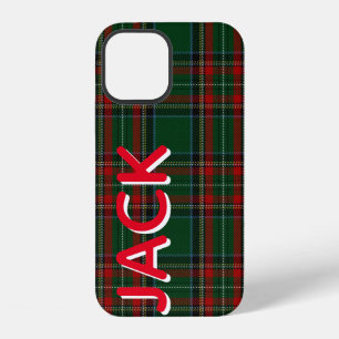 Personalised Green Plaid iPhone 12 Case