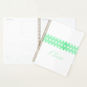 Personalised Green Poka Dots Planner