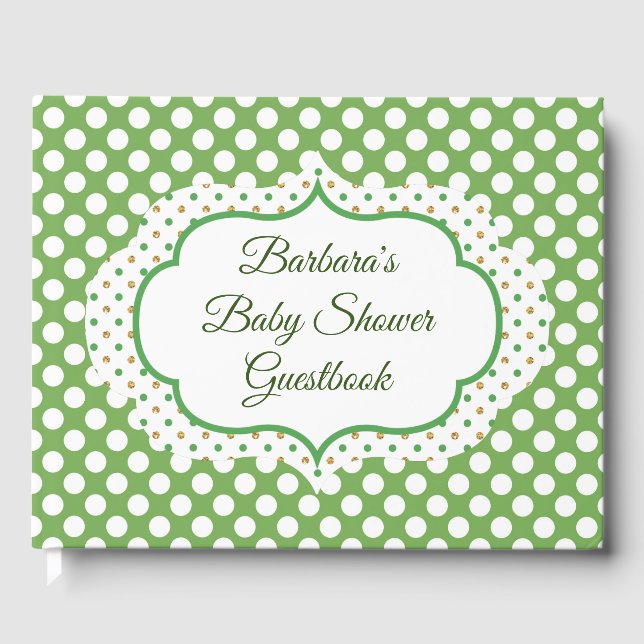 Personalised Green Polka Dot Guest Book (Front)