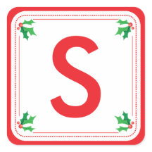 Personalised green & red holly Christmas sticker