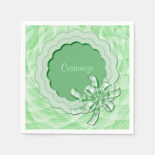 Personalised Green Scalloped Frame Napkins (Front)