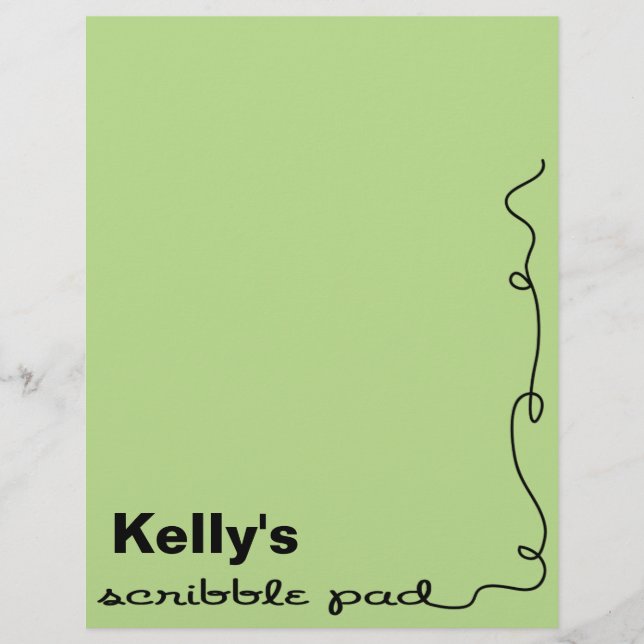 Personalised Green Scribble Pad (Front)