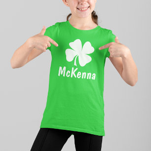 Personalised Green Shamrock Kids St Patricks Day T-Shirt