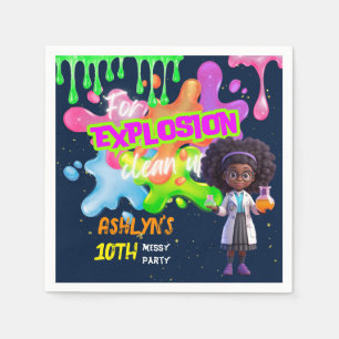 Personalised Green Slime Curly Hair Girl Scientist Napkin